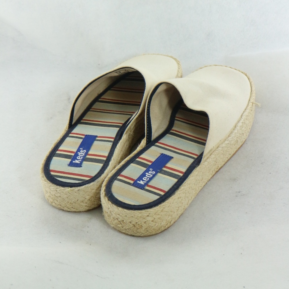 KEDS Cream Canvas Espadrille Style Mules Sz 8 Wmns - Picture 6 of 8